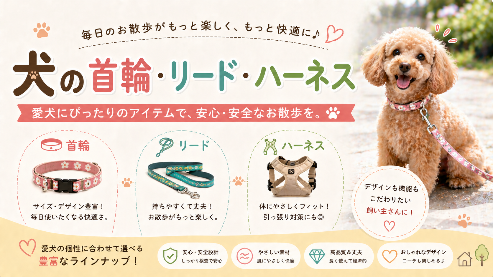 犬の首輪・リード・ハーネスの選び方ガイド