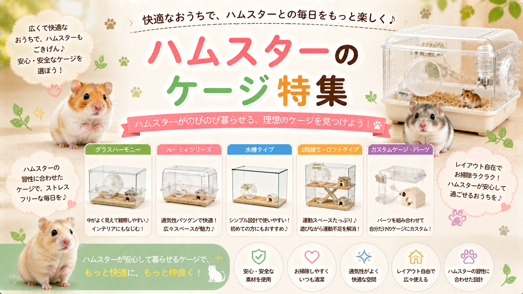 ハムスターケージ通販｜大型・おしゃれな木製・ECOFLEX・アクリル