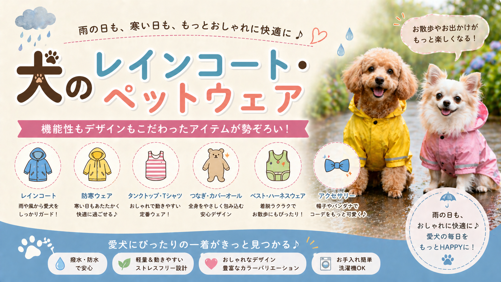 犬のレインコート ペットウェア 防寒 防水 おしゃれ 海外ブランド PUSHPUSHI KARLIE