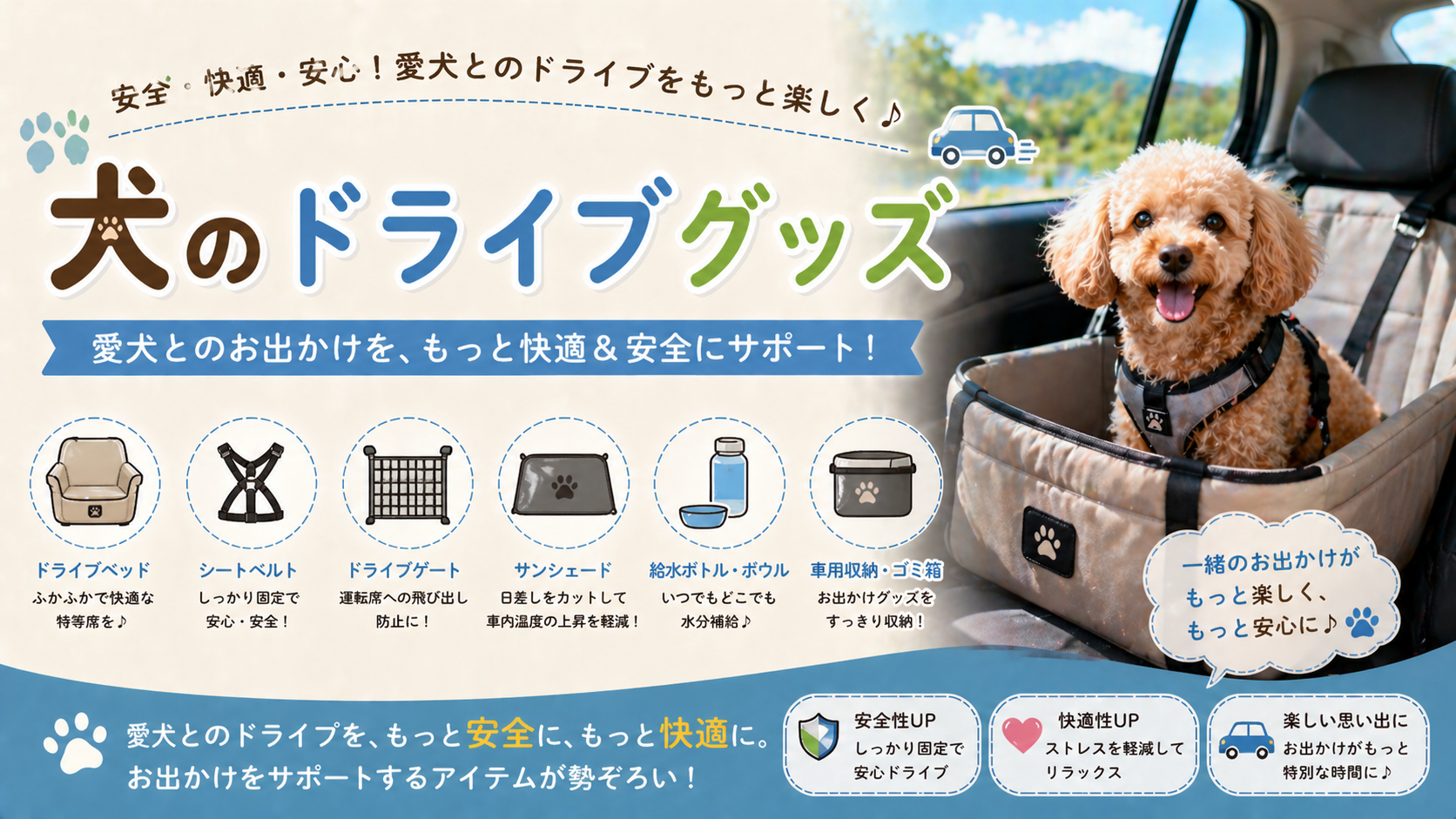 犬用ドライブ用品の選び方：PETMATEのバリケンネル、TRIXIEのカーシートカバーやカーゲート比較