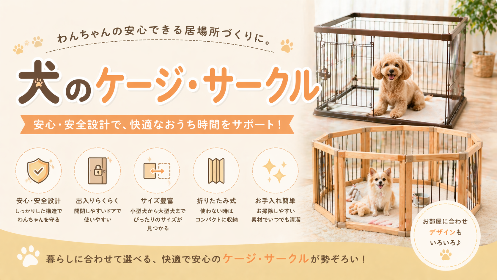 犬 ケージ・サークル｜大型犬対応・折りたたみ可能な室内ハウス