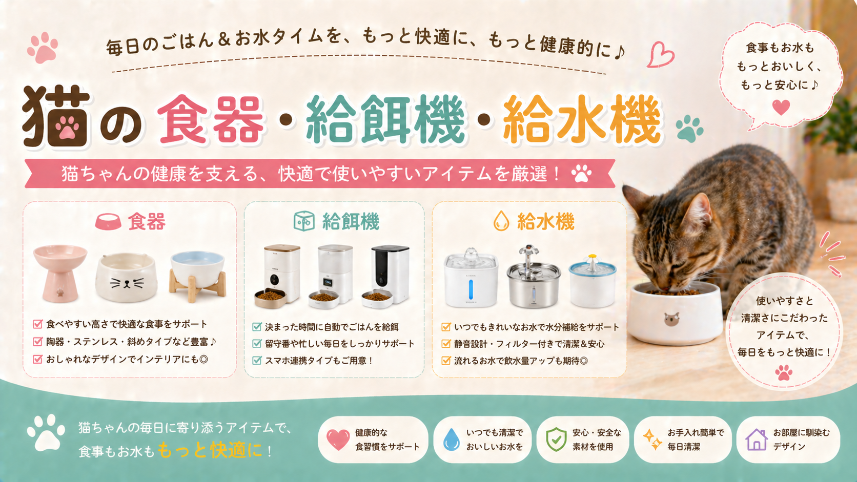 猫の食器・給餌器・給水器の選び方