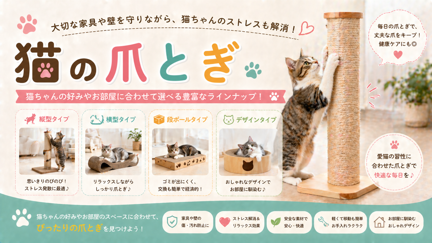 猫の爪とぎの選び方：壁紙を保護するコーナー爪とぎや、カスが出にくいサイザル麻製、おしゃれな木製爪とぎの比較