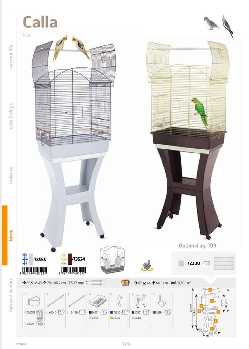 鳥用 鳥かご イタリアIMAC バードケージ カーラ ライトブルー｜IMAC通販