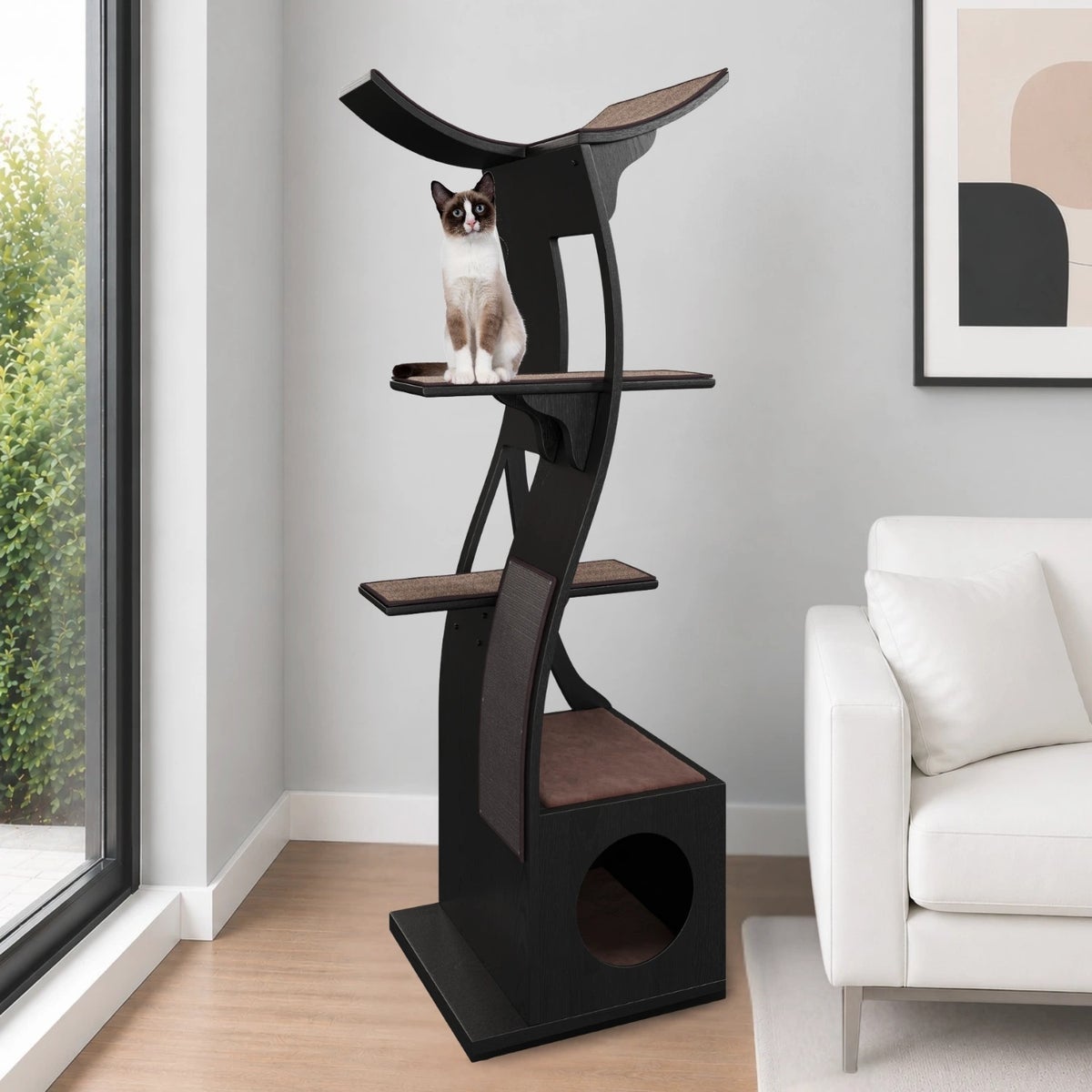 猫用 キャットタワー Refined Feline リファインドフィーライン ロータスキャットタワー エスプレッソこげ茶  木製