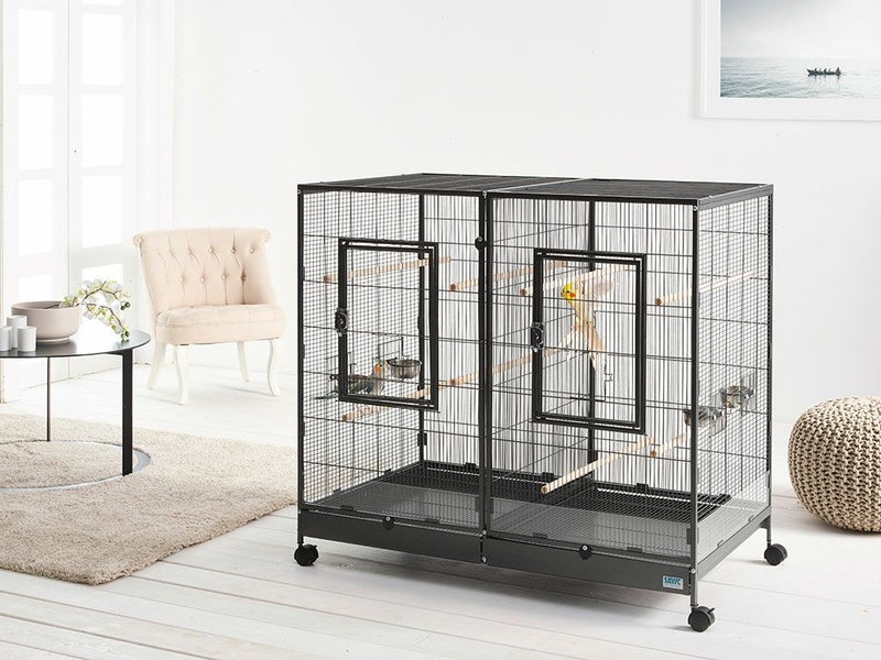 鳥用 鳥かご ベルギーSAVIC サヴィッチ バードケージ セパレートツインバードケージ タスマニア120 多頭飼い 仕切り