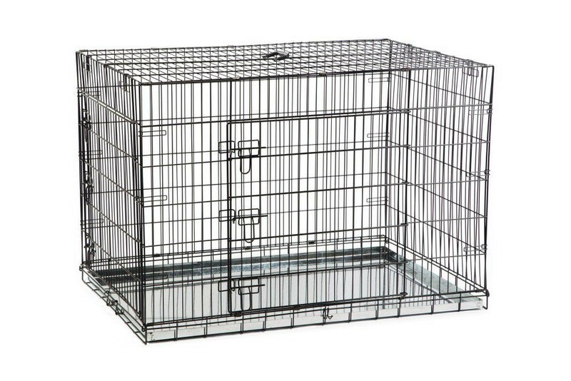 犬用 ケージ オランダBEEZTEES 3スライドロックドアドッグケンネルケージ ブラック 121 x 78 x 84 cm 同梱不可