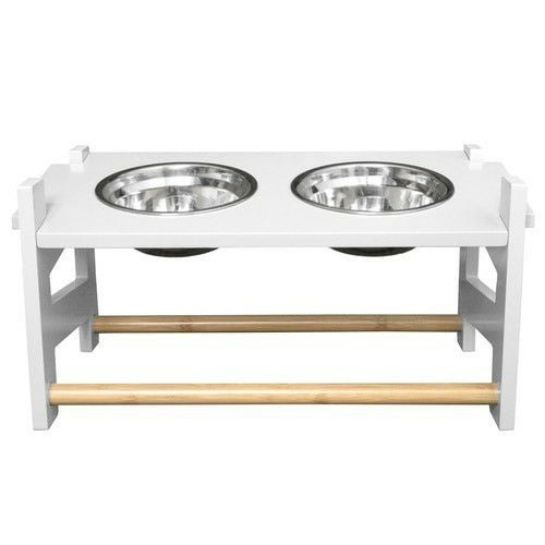 犬用 食器 FurHaven ペットアジャスタブルフィーダーフードボウル S ホワイト