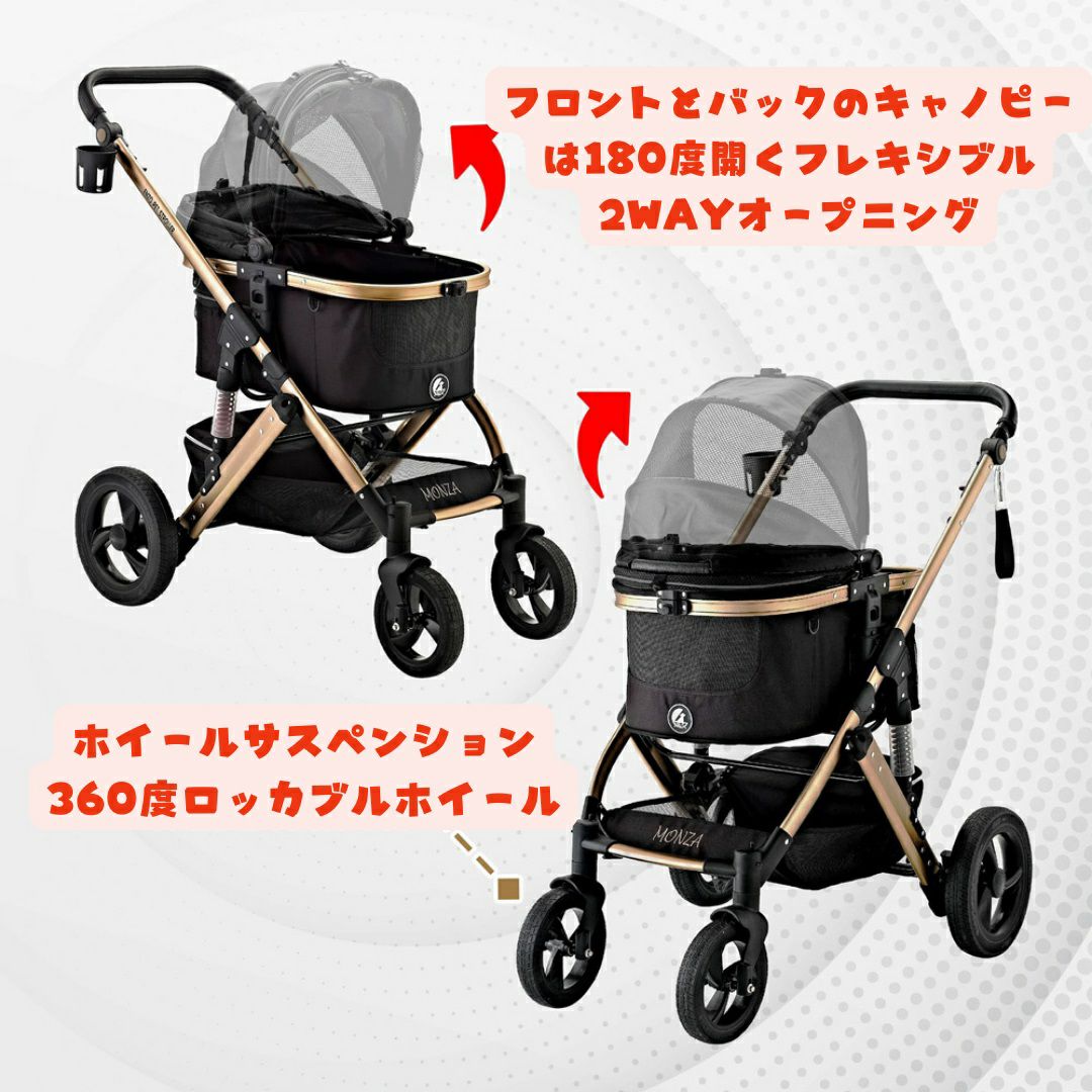 犬用 ペットカート ENZO ペットストローラー MONZA レッド