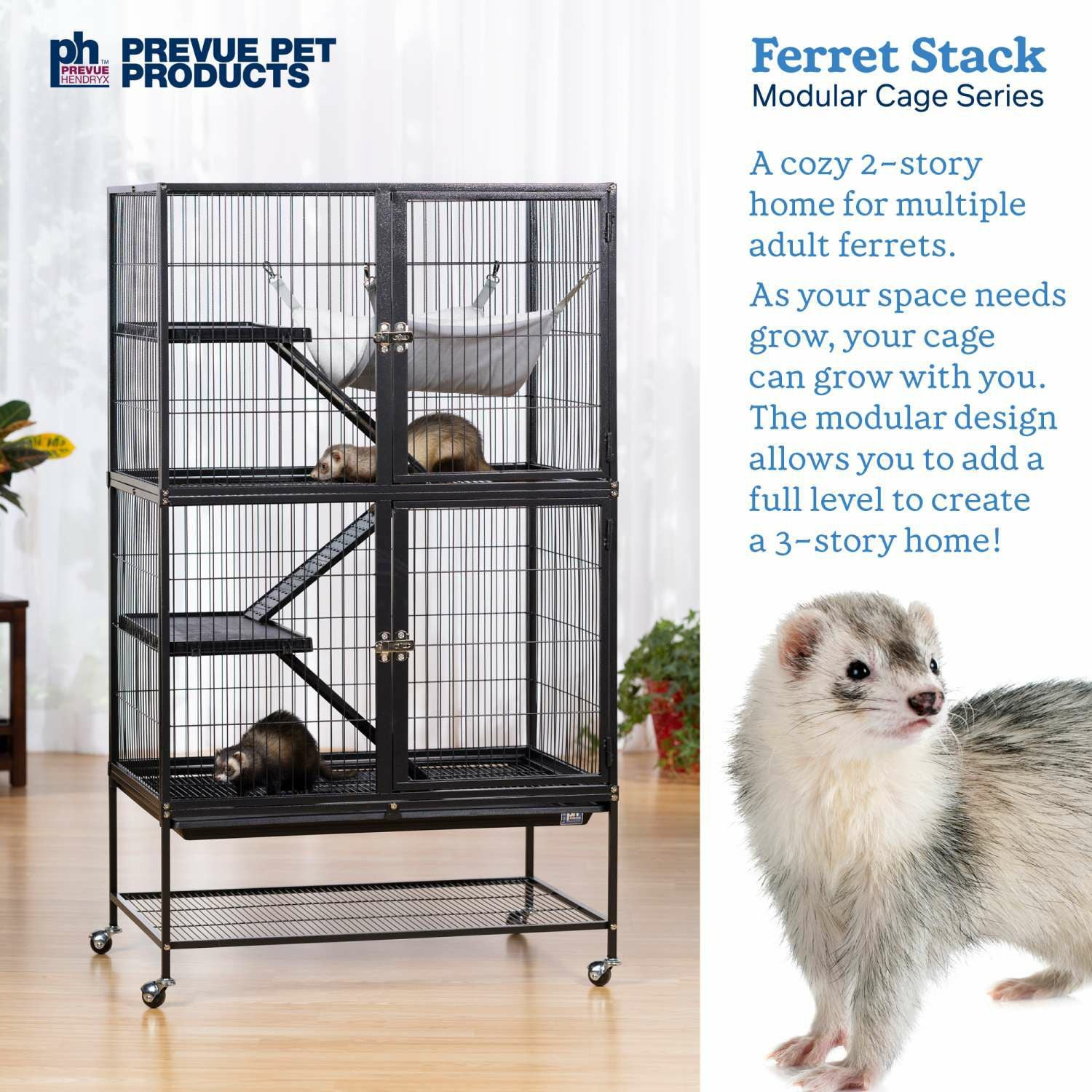 フェレット用ケージ小物付き 小動物用 ケージ プレビューペット PrevuePet フェレットスタックツー